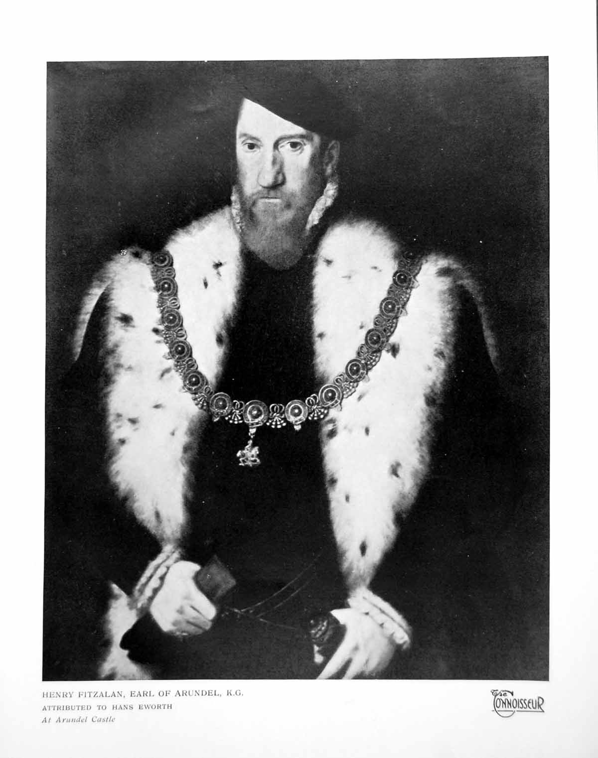 Antique Old Print Henry Fitzalan Earl Arundel Attributed To Hans Eworth 1924
