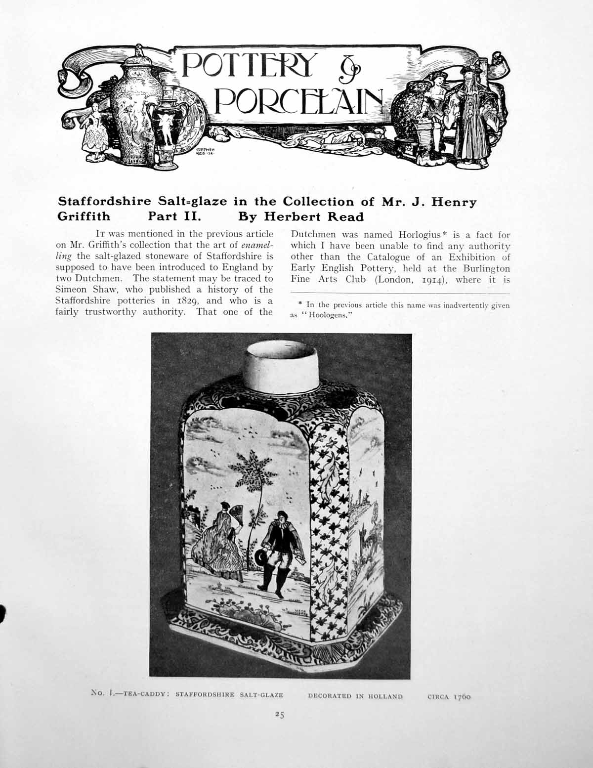 Old Staffordshire Salt-Glaze Collection J Henry GriffithPages 1925