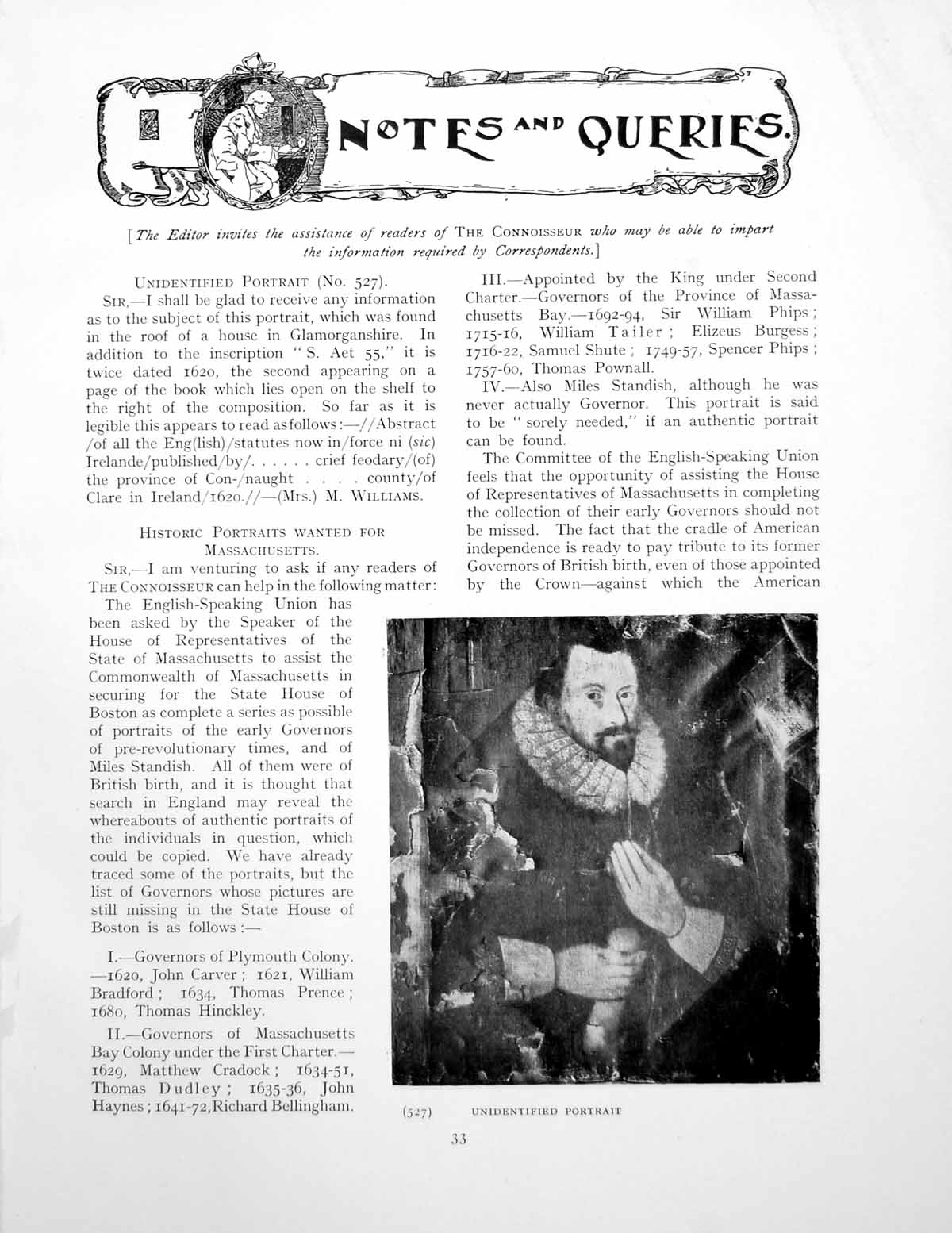 Old Vintage Print Notes Queries Unidentified Portrait A DogePage 1925