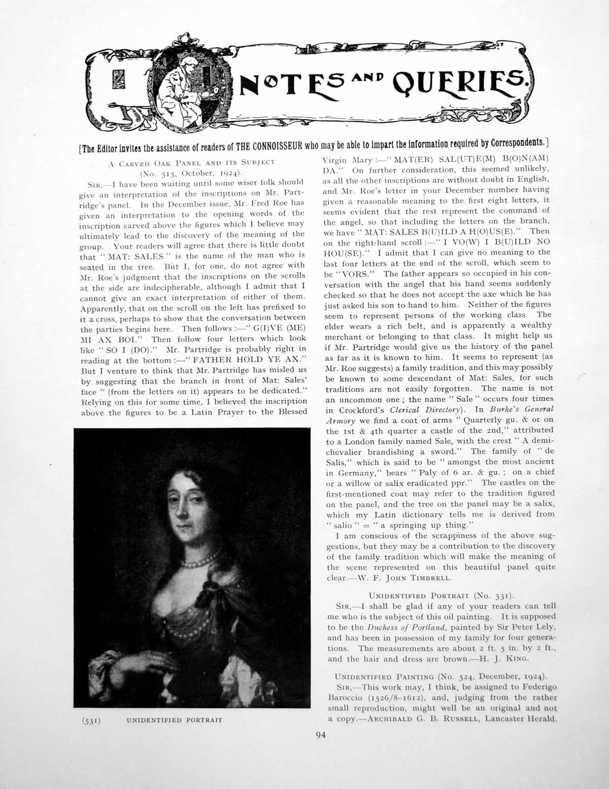 Antique Old Print Notes Queries Unidentified Portraits PaintingPages 1925