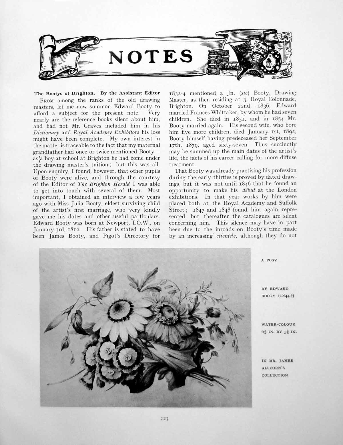 Old Vintage Print Notes A Posy Edward Booty Shoreham ChurchPage 1925