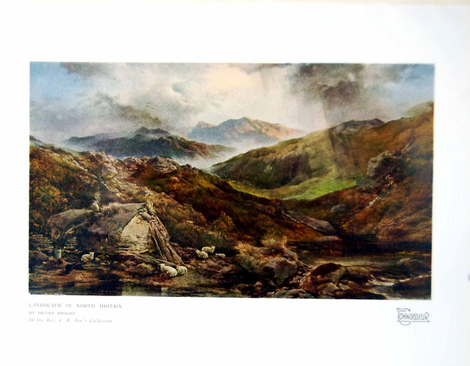 Original Old Vintage Print Landscape In North Britain By Henry Bright 1925 20th