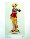 Antique Old Print Pierrot Staffordshire Salt-Glazed Stoneware Enamelled 1925