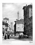 Antique Old Print The Leaning Towers Bologna By William Callow In V&A 1925 20th
