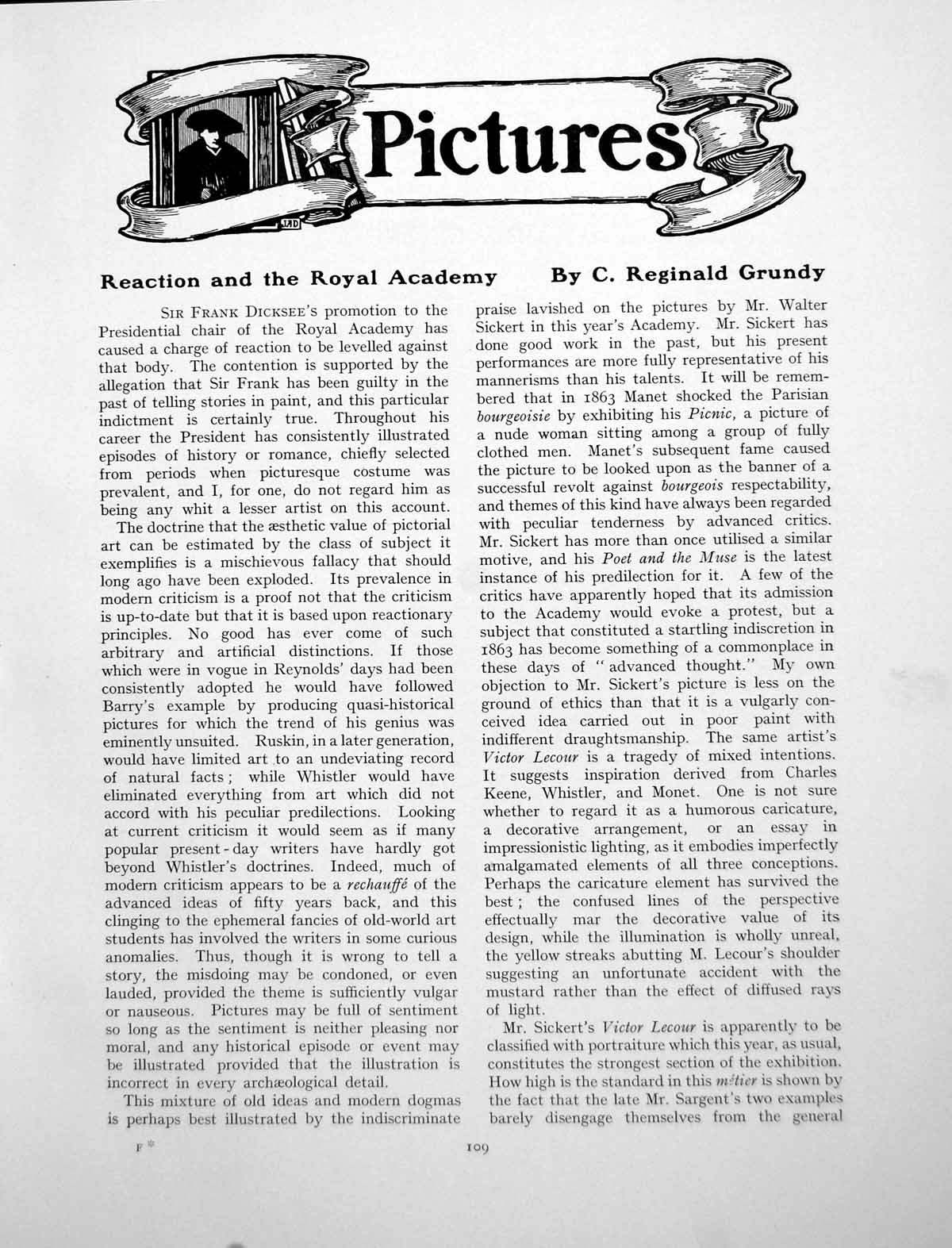 Old Print Reaction And The Royal Academy Pictures F DickseePages 1925