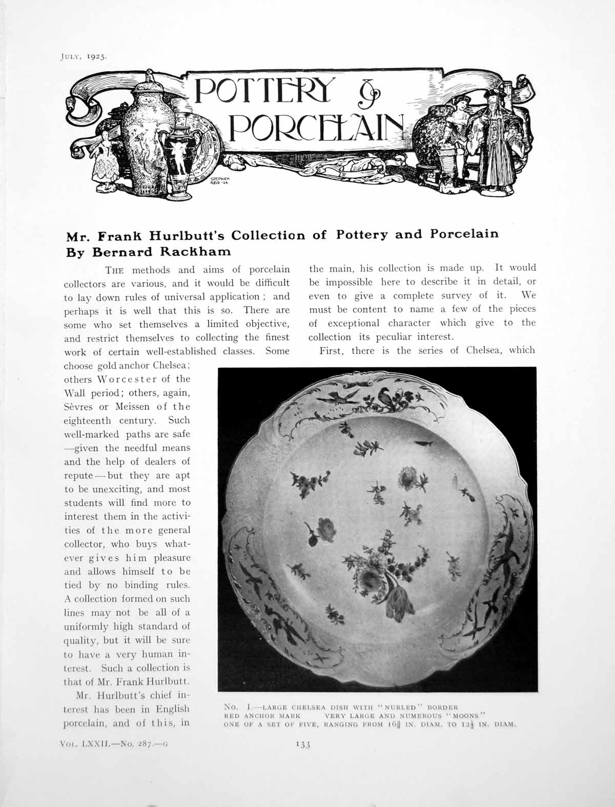 Antique Print Mr Frank Hurlbutts Collection Pottery PorcelainPages 1925