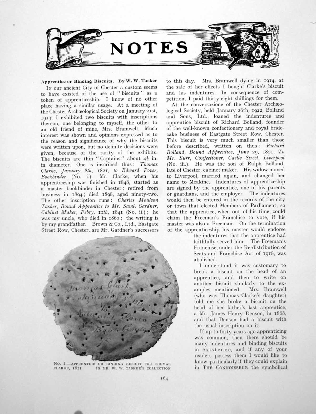 Old Print Notes Apprentice Or Binding Biscuits Thomas ClarkePages 1925