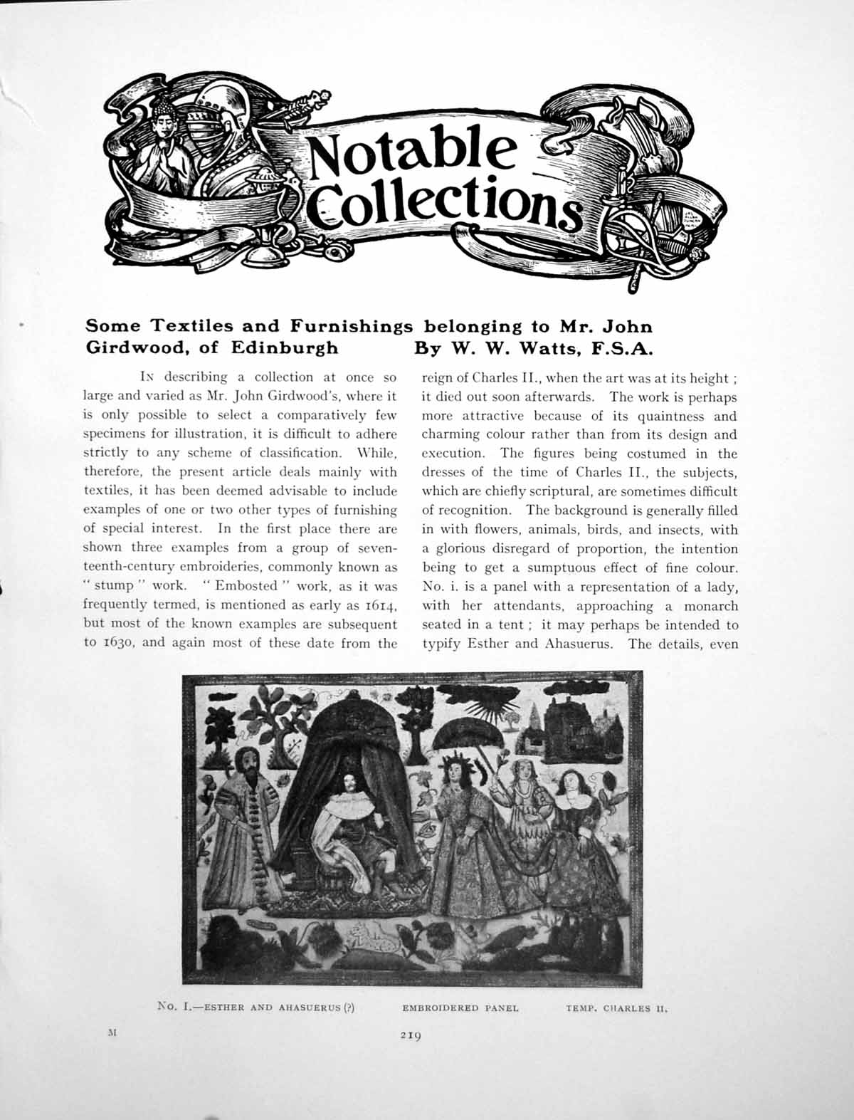 Old Print Some Textiles And Furnishings Belonging J GirdwoodPages 1925