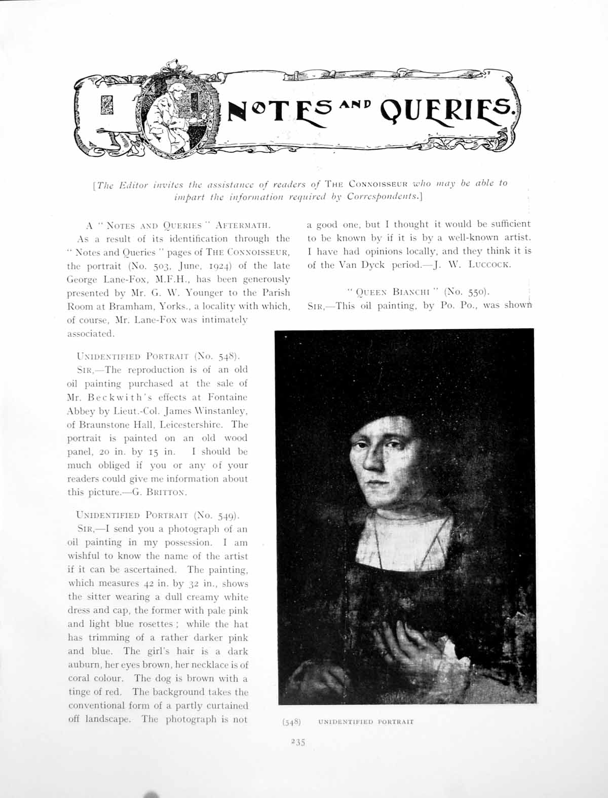 Old Print Notes Queries Unidentified Portraits Queen BianchiPages 1925