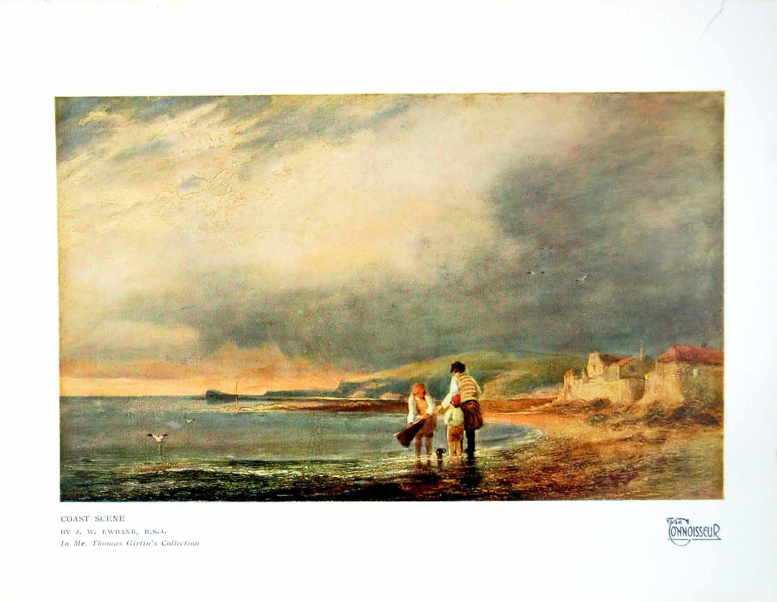 Old Vintage Print Coast Scene Jw Ewbank In Thomas Girtins Collection 1925 20th