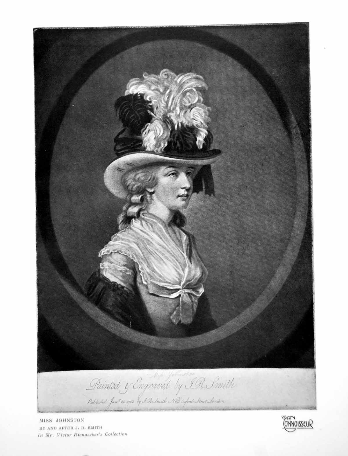 Old Vintage Print Miss Johnston By And After Jr Smith Lady Portrait 1925 20th