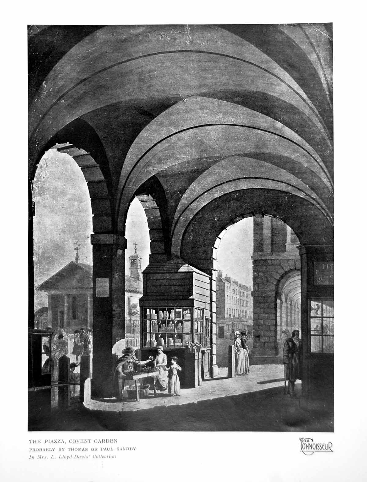 Old Print The Piazza Covent Garden Probably By Thomas Or Paul Sandby 1925 20th