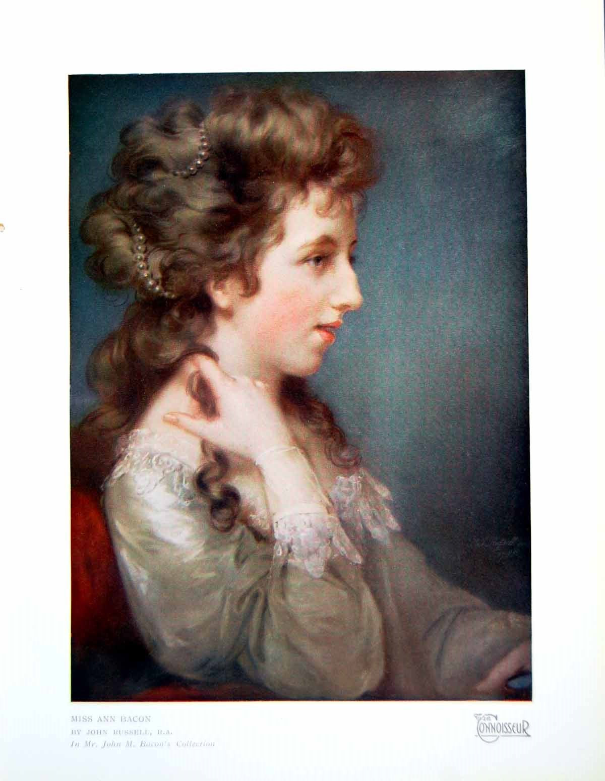Antique Old Print Miss Ann Bacon By John Russell In Jm Bacons Collection 1925