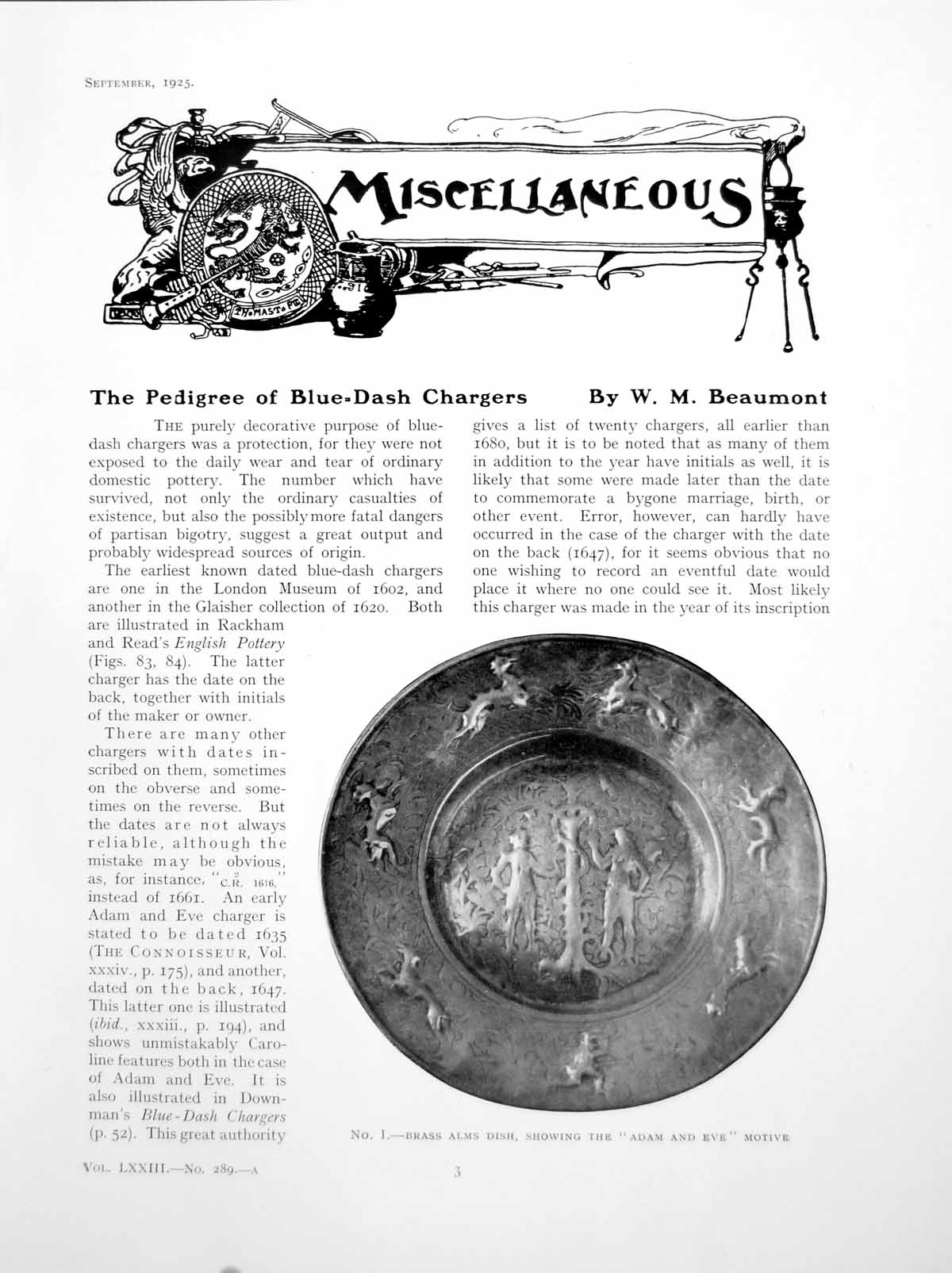 Antique Print The Pedigree Blue-Dash Chargers Decorative PotteryPages 192