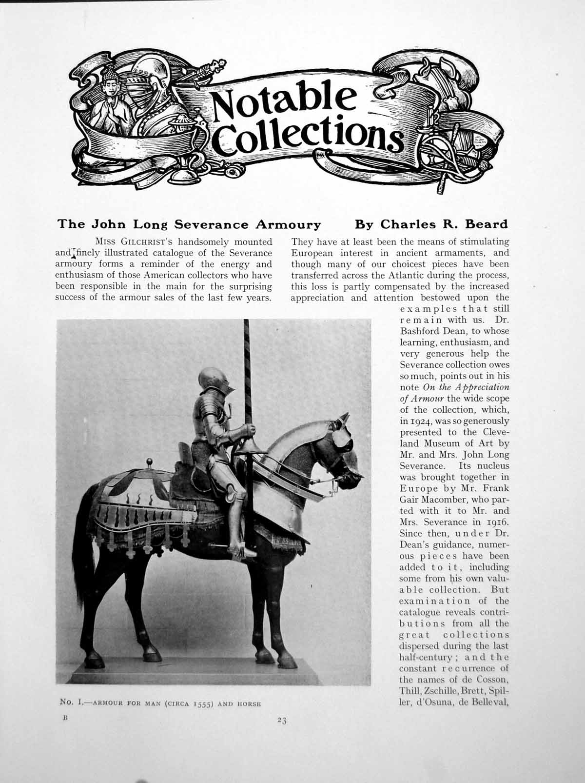 Antique Print The John Long Severance Armoury Armour Man HorsePages 1925