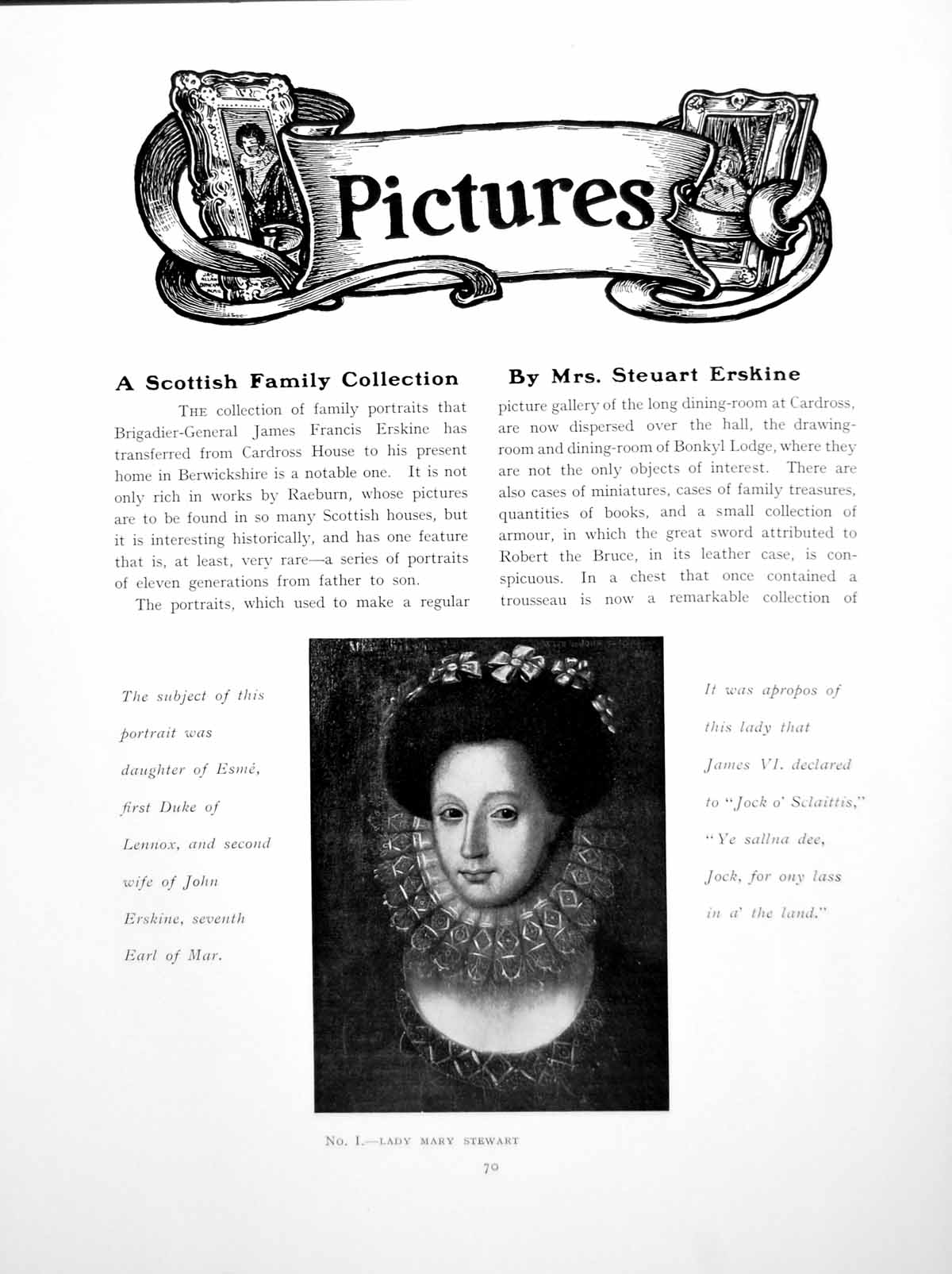 Old Print Scottish Family Collection Pictures Lady M StewartPages 1925