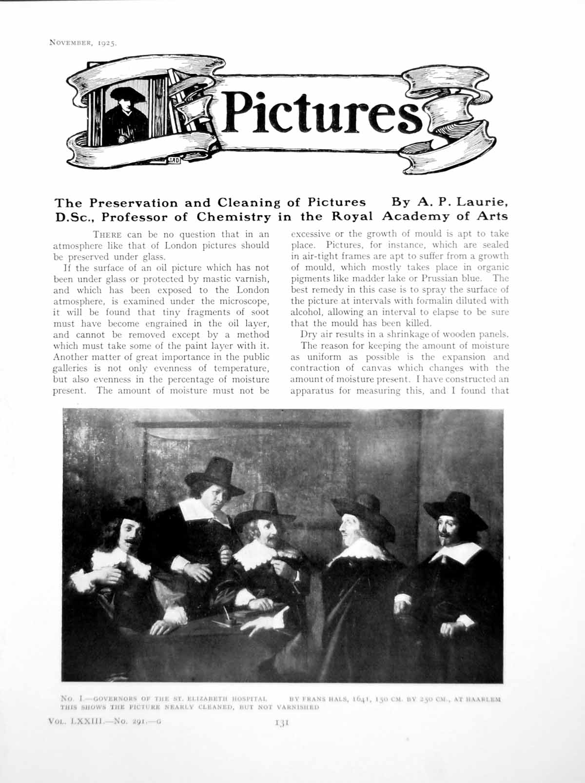 Antique Old Print The Preservation And Cleaning Pictures F HalsPages 1925