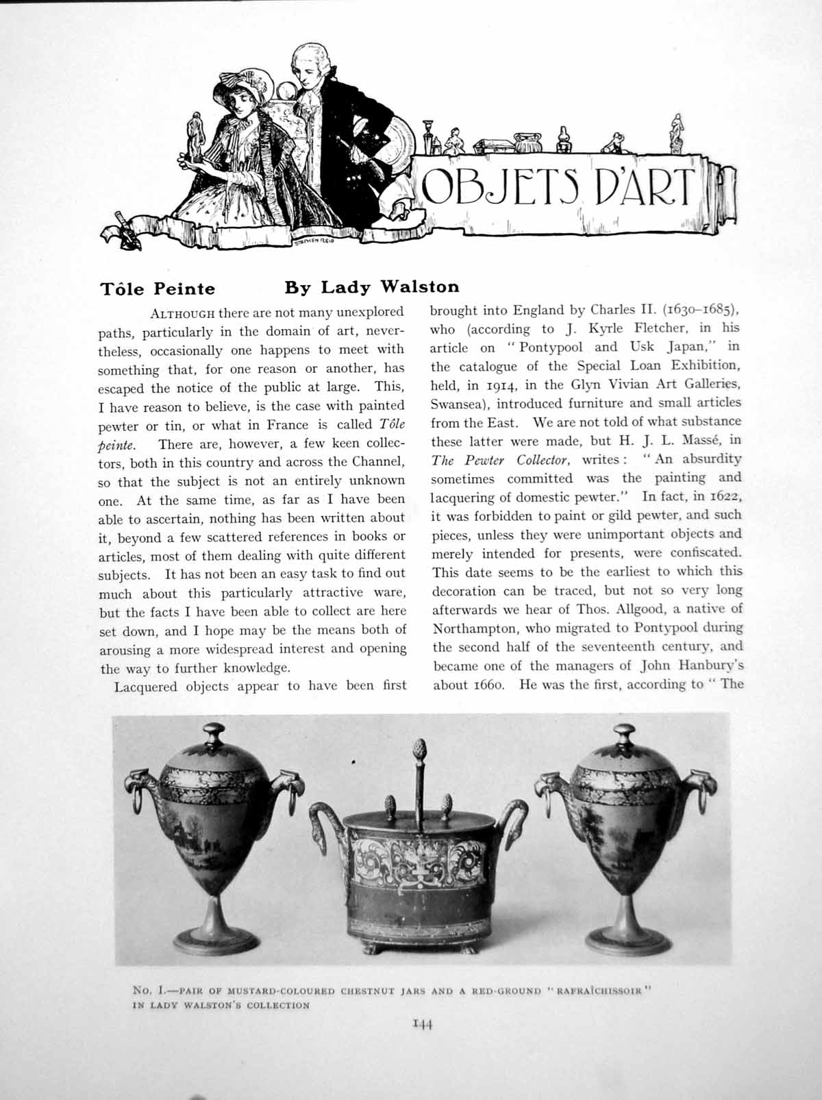 Old Objets D'Art Tole Peinte Chestnut Jars RafraichissoirPages 1925