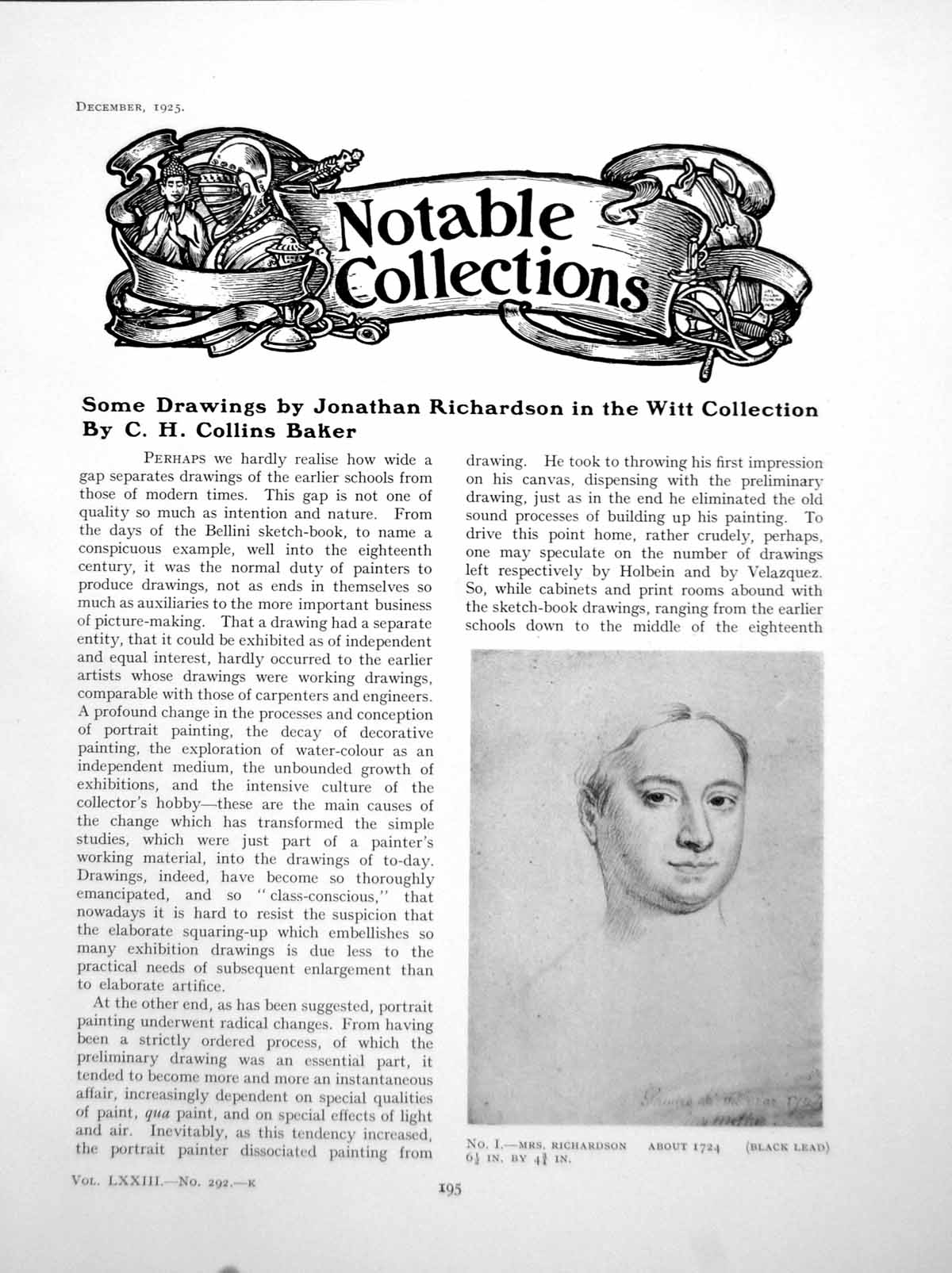 Old Print Some Drawings Jonathan Richardson Witt CollectionPages 1925