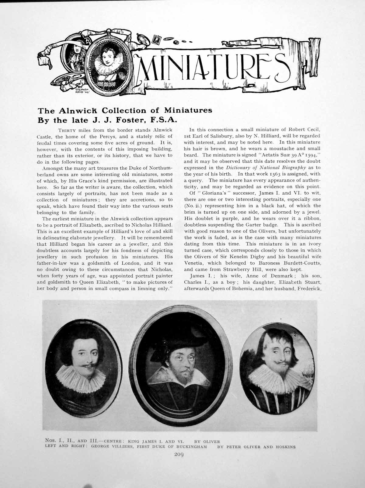 Old Print Alnwick Collection Miniatures King James I And ViPages 1925