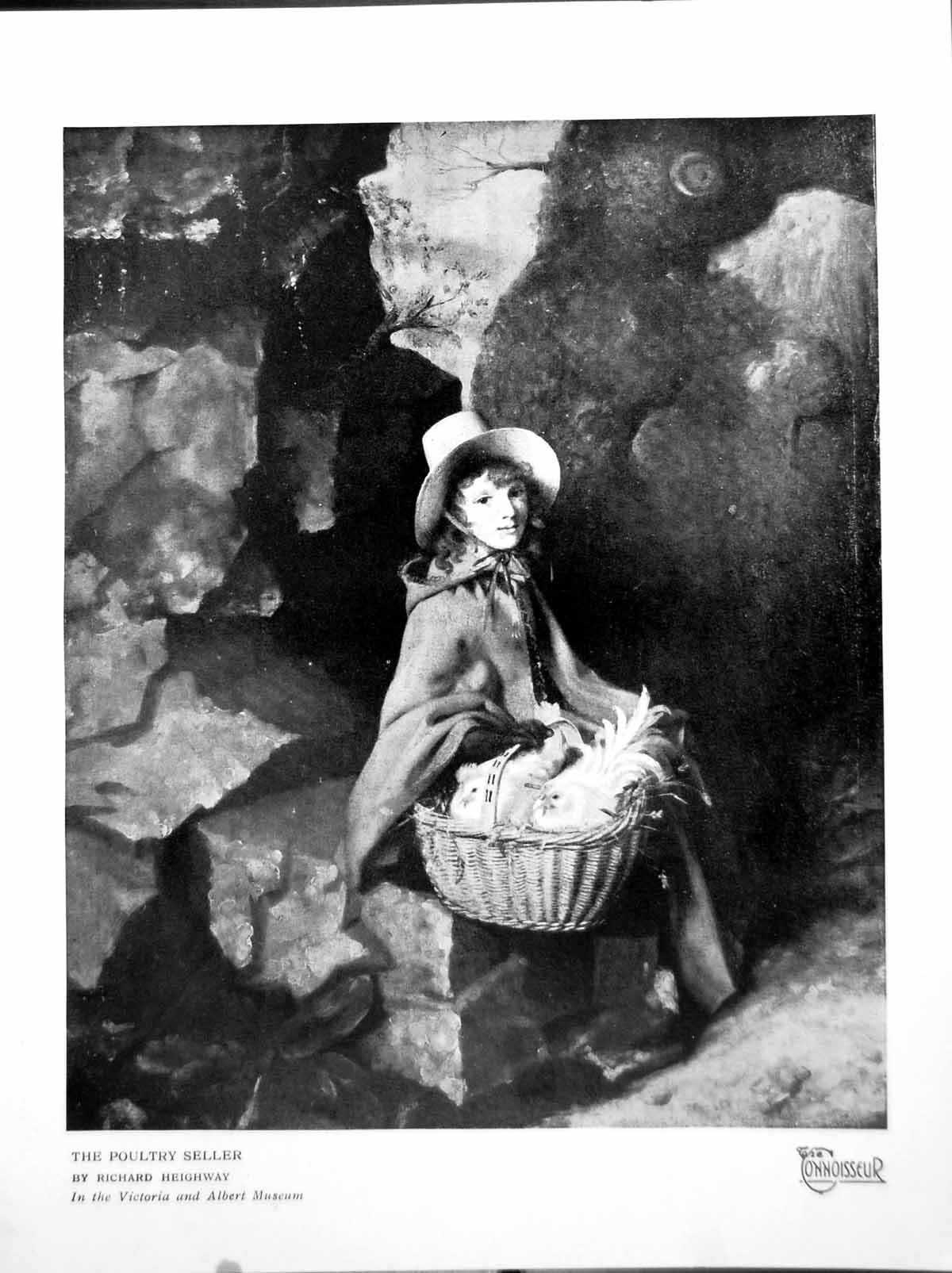 Antique Old Print The Poultry Seller By Richard Heighway V&A Young Lass 1925