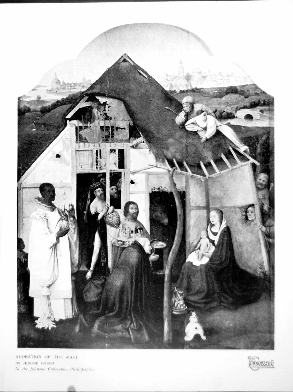 Antique Old Print Adoration Magi By Jerome Bosch In Johnson Collection 1925