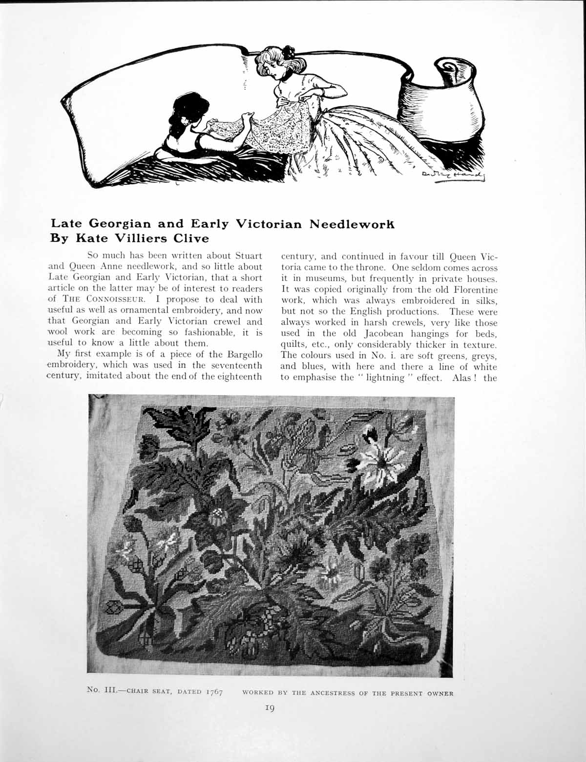 Original Old Vintage Print Late Georgian And Early Needlework Pages 1926 20th
