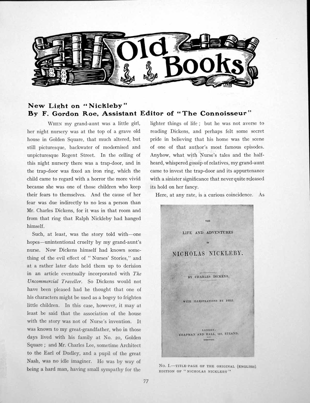 Original Old Vintage Print New Light On Nickleby Title-Page EditionPages 1926