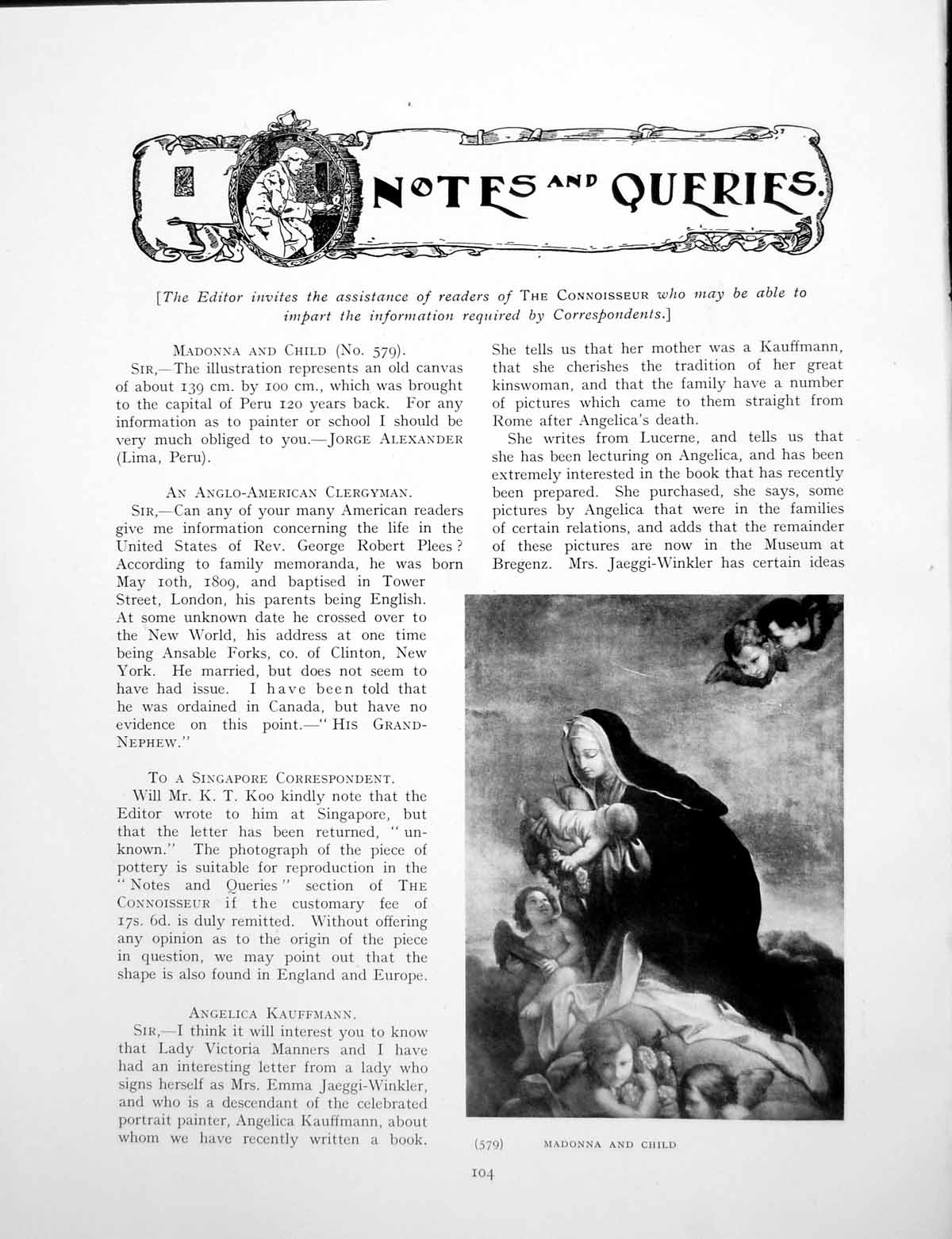 Old Print Notes Queries Madonna Child Unidentified MezzotintPages 1926