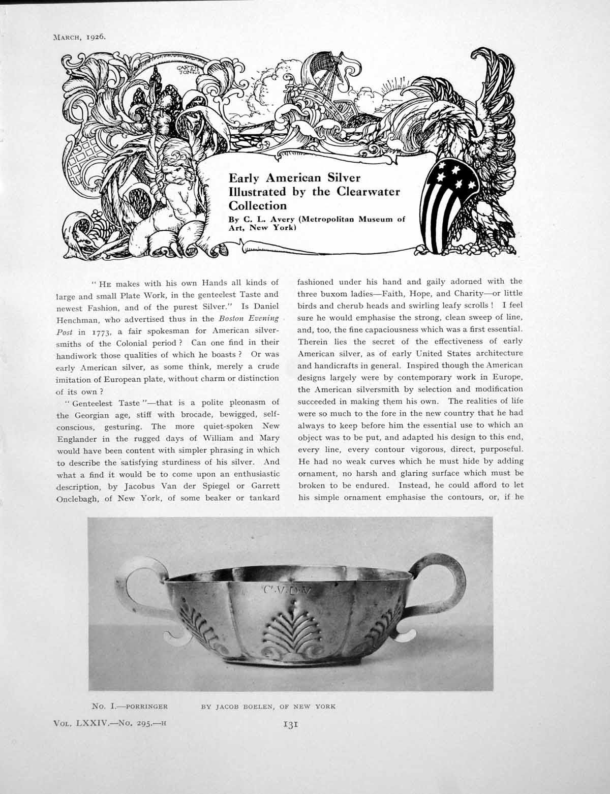 Old Print Early American Silver Illustrated Clearwater CollPages 1926