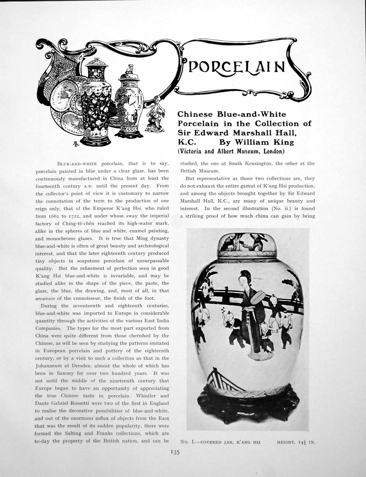 Old Print Chinese Blue-And-White Porcelain Sir Em Hall CollPages 1926