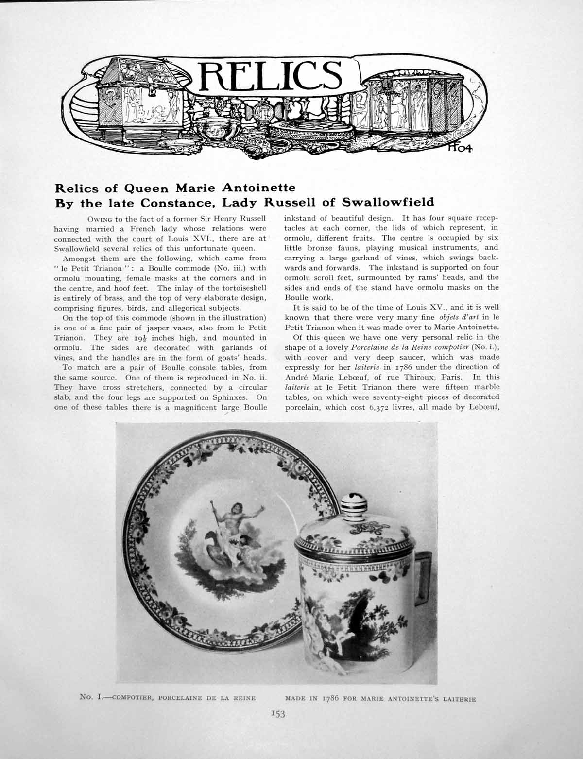 Original Old Vintage Print Relics Queen Mary Antoinette CompotierPages 1926