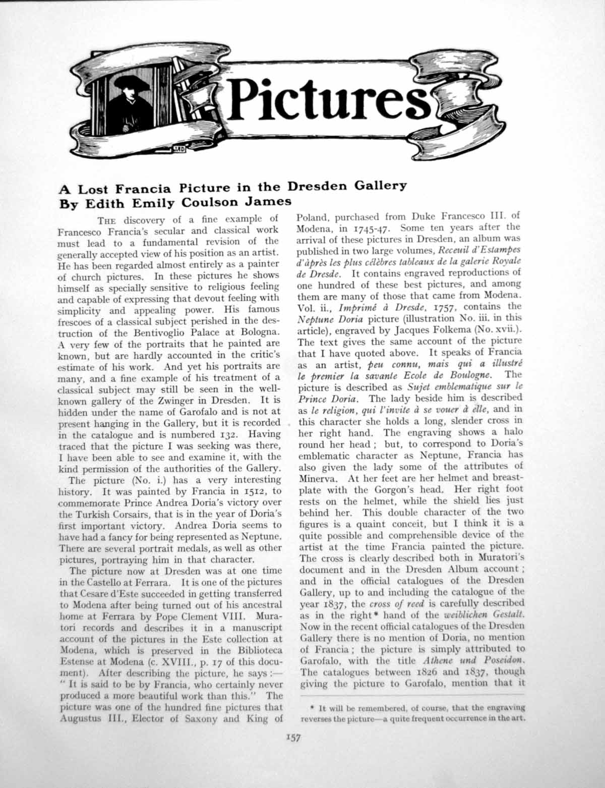 Antique Old Print A Lost Francia Picture In The Dresden GalleryPages 1926