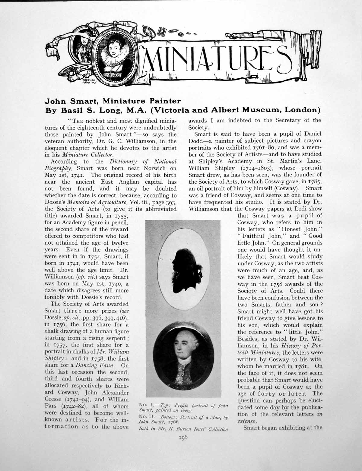 Antique Old Print John Smart Miniature Painter Portrait A ManPages 1926