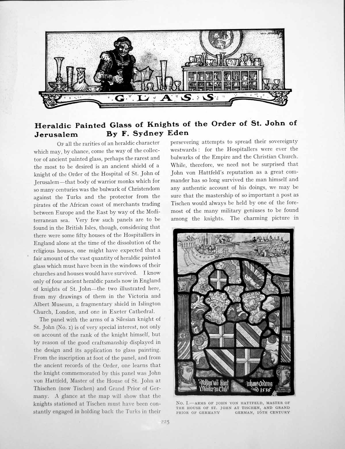 Antique Old Print Heraldic Painted Glass Knights Order St. JohnPage 1926