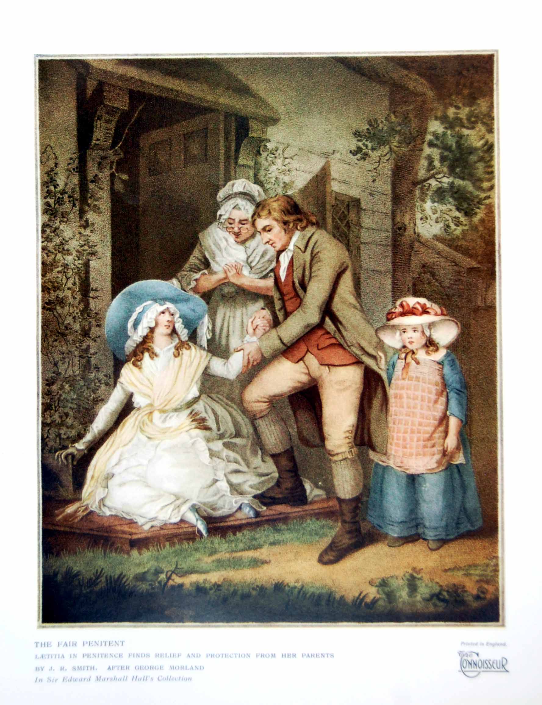 Antique Old Print Fair Penitent Laetitia Finds Relief Protection Parents 1926