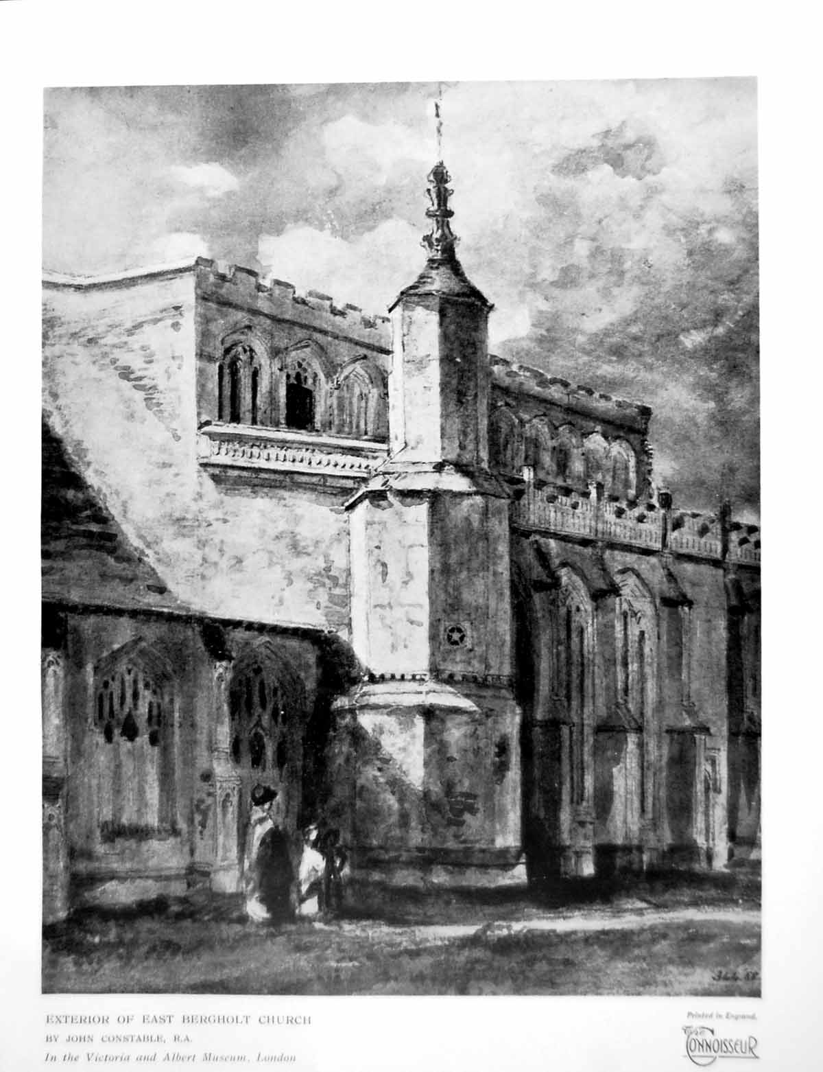 Original Old Vintage Print Exterior East Bergholt Church John Constable 1926