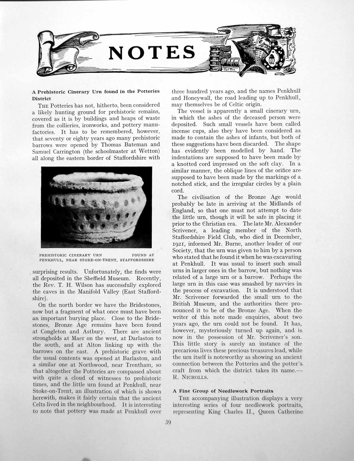 Old Vintage Print Cinerary Urn Potteries Needlework PortraitsPage 1926