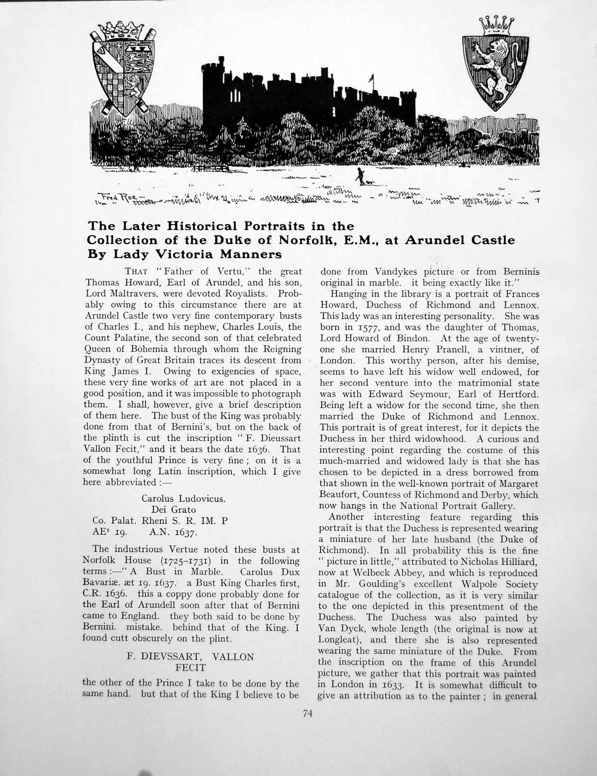 Antique Old Print Later Historical Portraits Duke Norfolk ArundelPages 1926