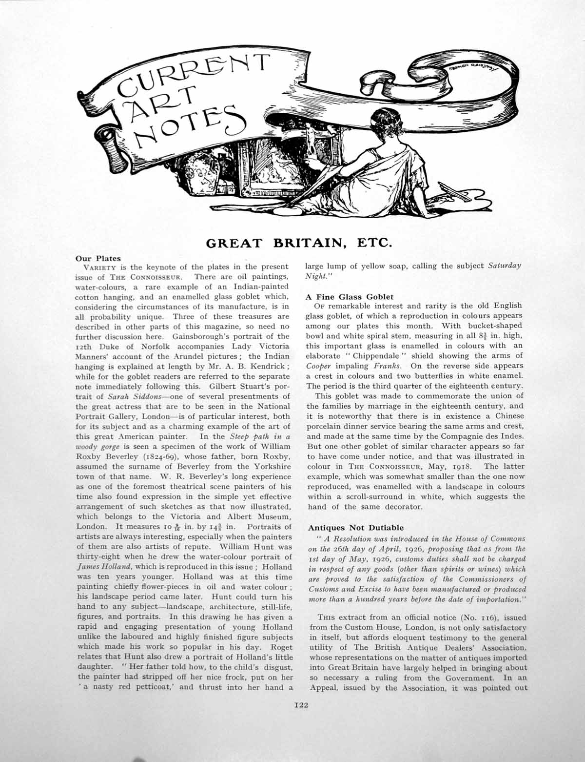 Antique Print Notes Glass Goblet Passing John Sargent CostumePages 1926