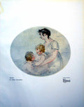 Antique Old Print Study By Henry Singleton Mother Two Children Seated 1926 20th