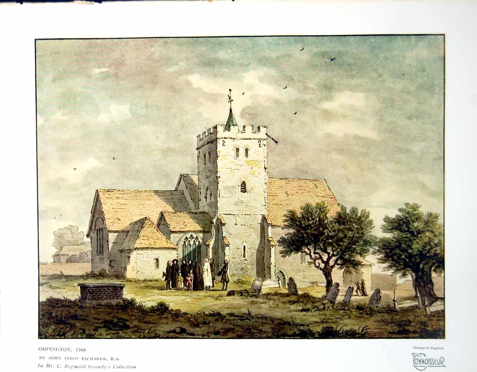 Antique Print Orpington 1768 By John Inigo Richards Church Worshippers 1926