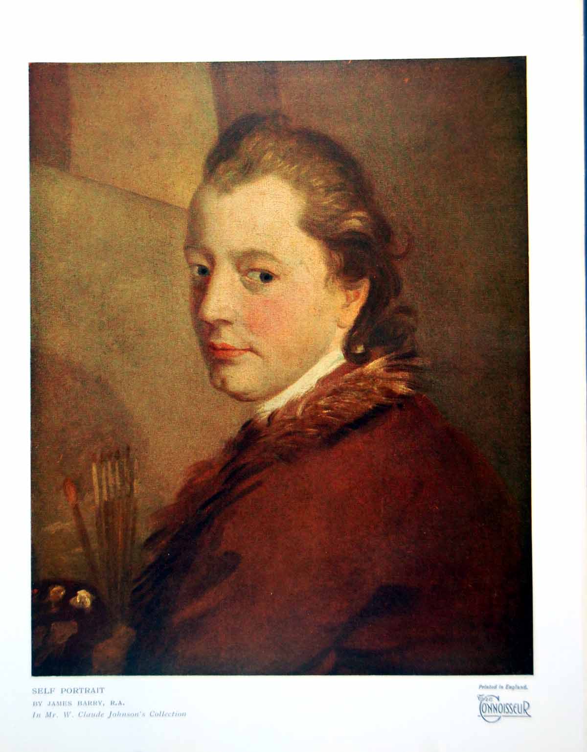 Antique Print Self Portrait By James Barry Ra Mr Claude Johnson'S Coll 1926