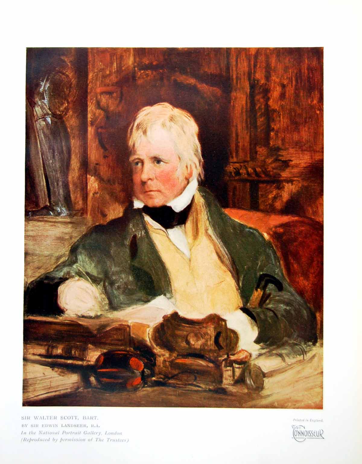 Old Vintage Print Sir Walter Scott Bart By Sir Edwin Landseer Seated 1926 20th