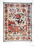 Old Print European Figures Garden East Indian Pintado Painted Cotton 1926 20th