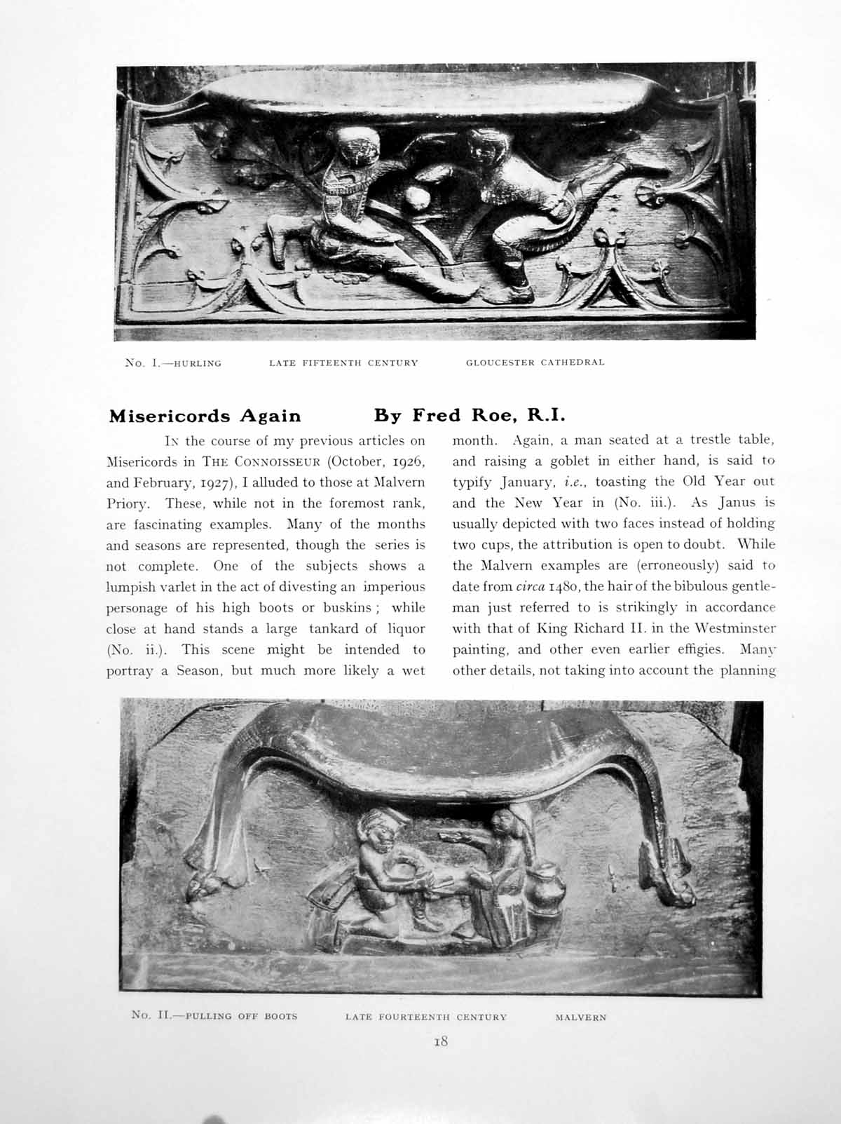 Antique Old Print Misericords Again Hurling Gloucester CathedralPages 1927