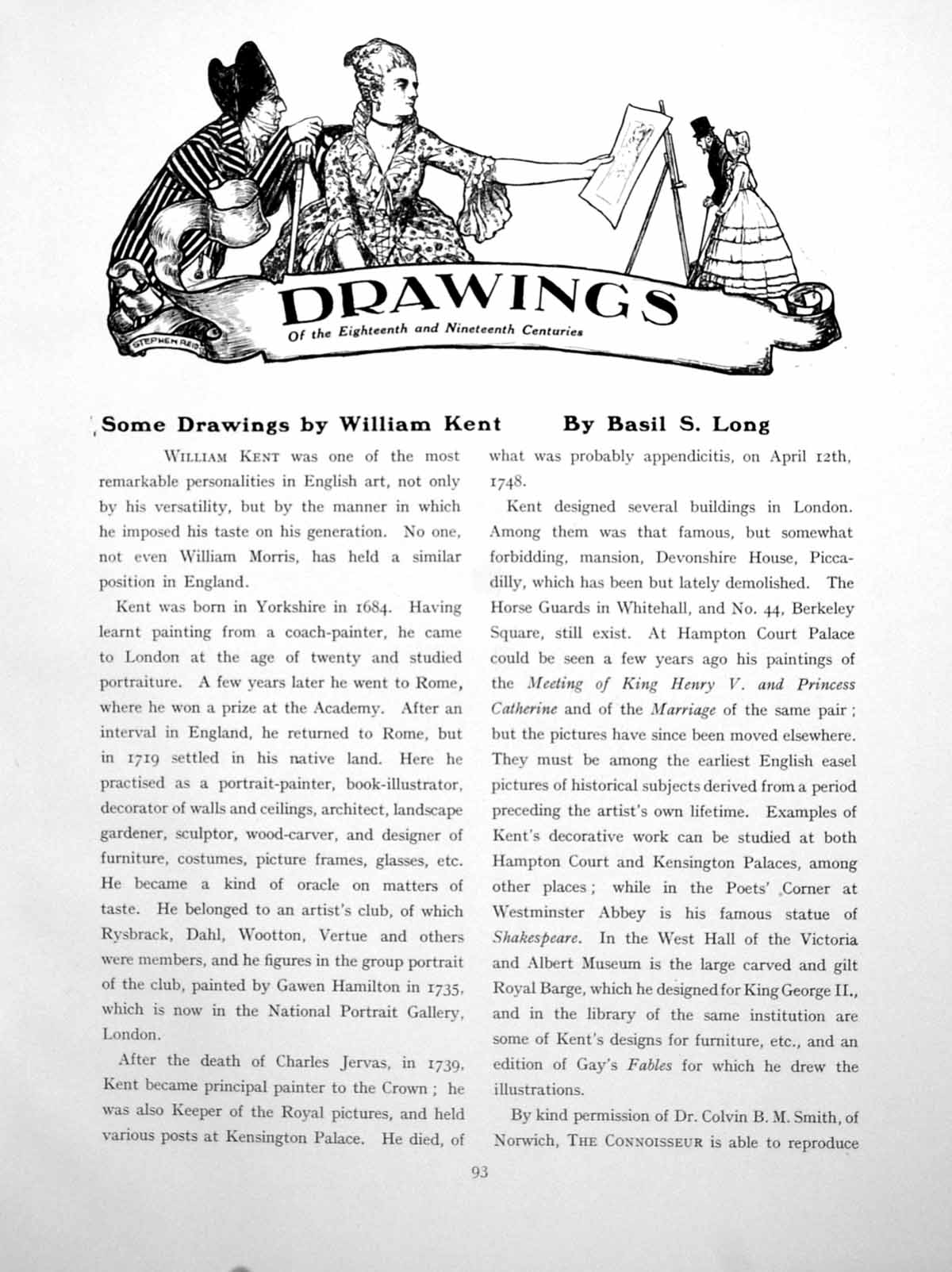 Antique Old Print Some Drawings By William Kent Arthegal FightsPage 1927