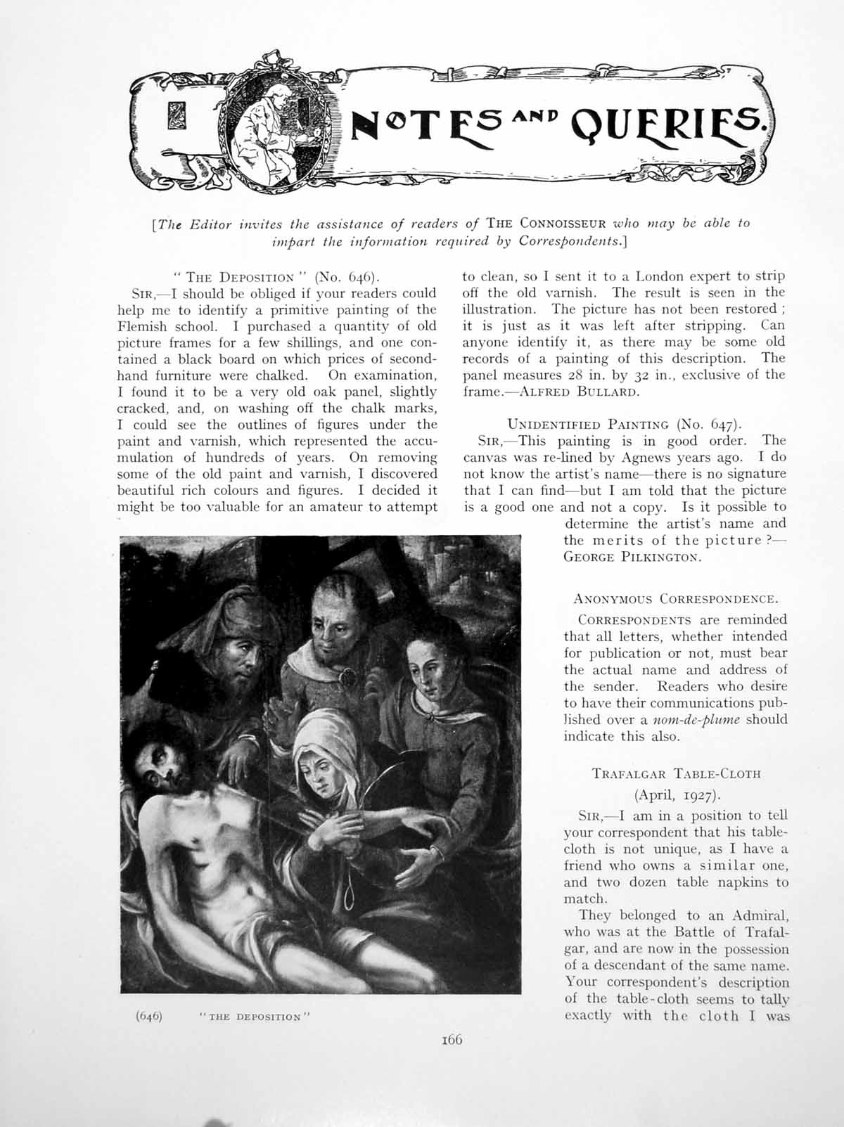 Antique Old Print Notes Queries Deposition Unidentified PaintingPages 1927