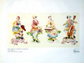 Original Old Vintage Print Two Pairs Figures Musicians Bow (About 1760) 1927
