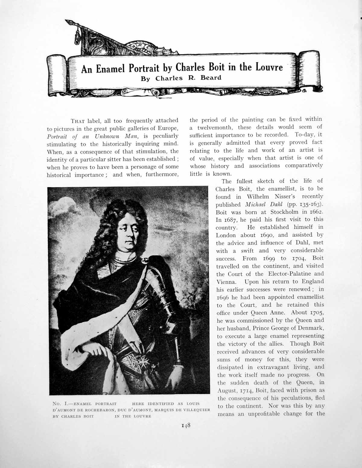 Antique Old Print Enamel Portrait Charles Boit Greenwich ArmourPages 1928